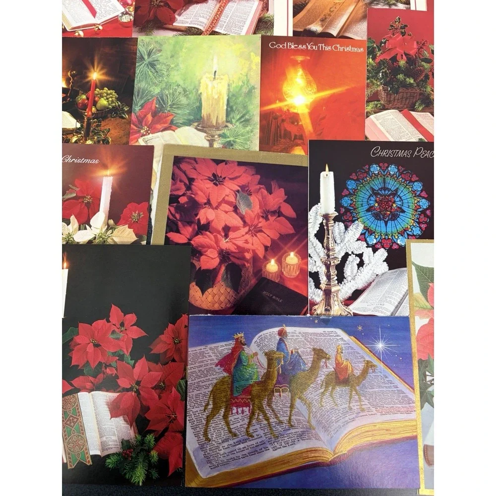 Vintage Christmas Cards Fronts ONLY Bibles Scrapbooking Decoupage Lot of 50+